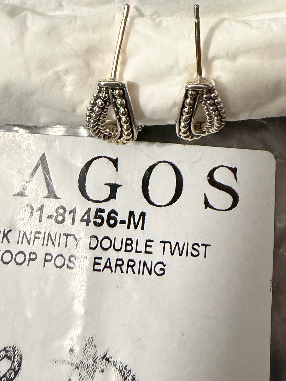 Lagos 18k and Sterling double twist hoop post earrings. - Picture 3 of 6